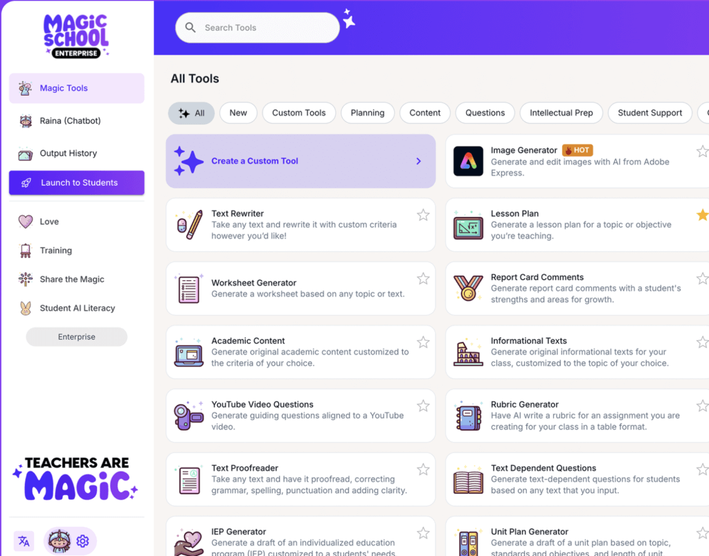AI for teachers that provides subject-specific templates and frameworks