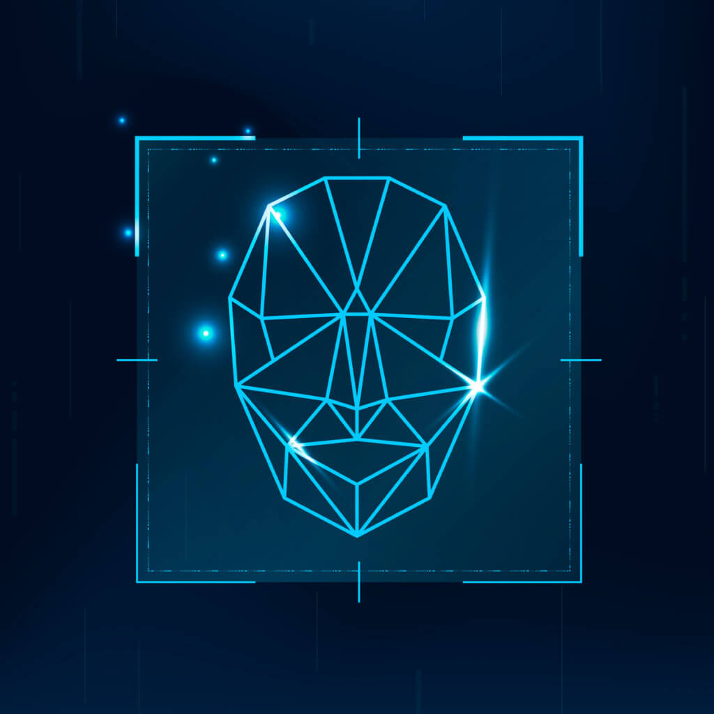 Face recognition biometric scan vector cyber security technology